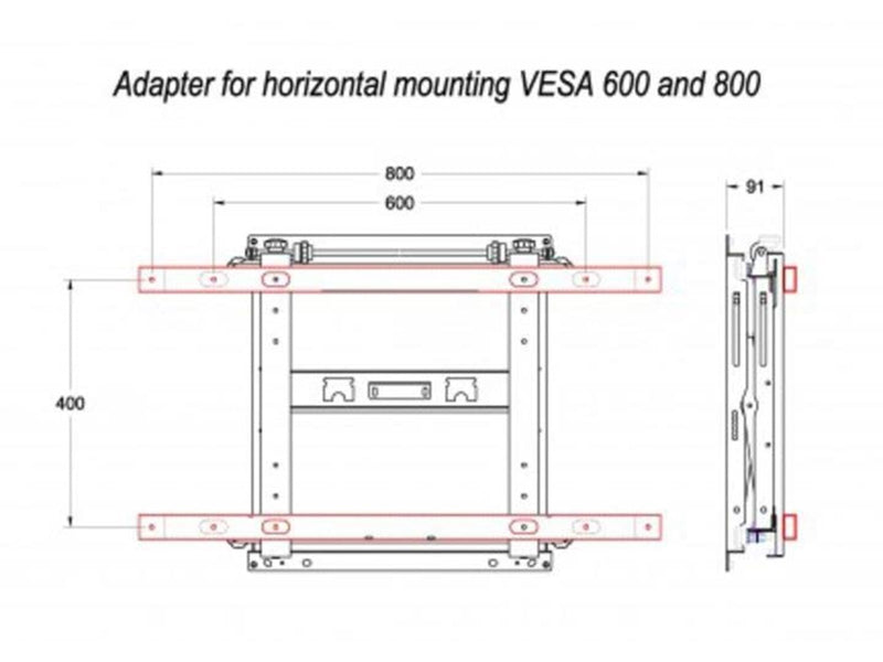 Multibrackets M Extender kit Push HD 600x400 - Max 50 kg - recommended for 70"