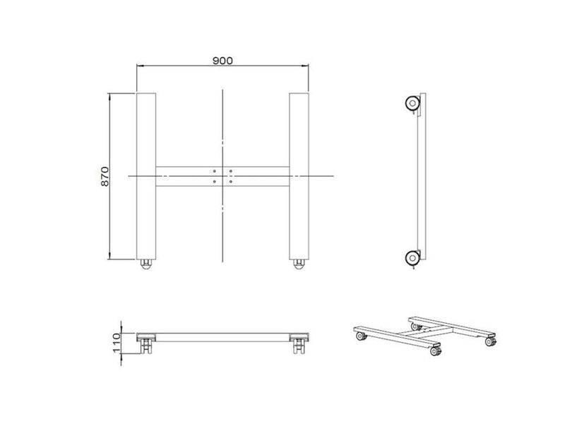 Multibrackets M Public Display Stand Wheelbase B2B Black - Max 100 kg - recommended for