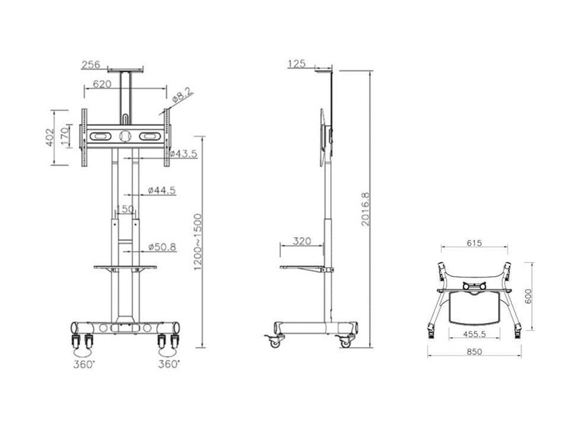 Multibrackets M Public Floorstand Basic 150 incl shelf & camera holder - Max 50 kg - recommended for 46"