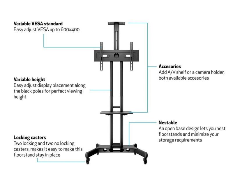 Multibrackets M Public Floorstand Basic 150 incl shelf & camera holder - Max 50 kg - recommended for 46"