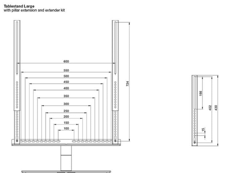 Multibrackets M VESA Extender Kit Turn & Motorized Tablestand - Max 30 kg - recommended for