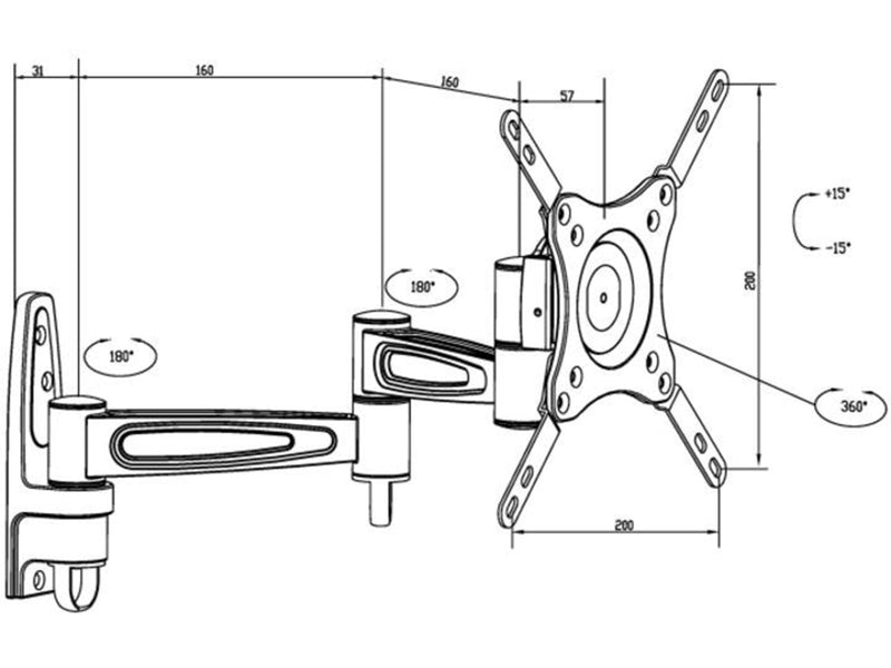 Multibrackets M VESA Flexarm 360 III Silver 75 100 200