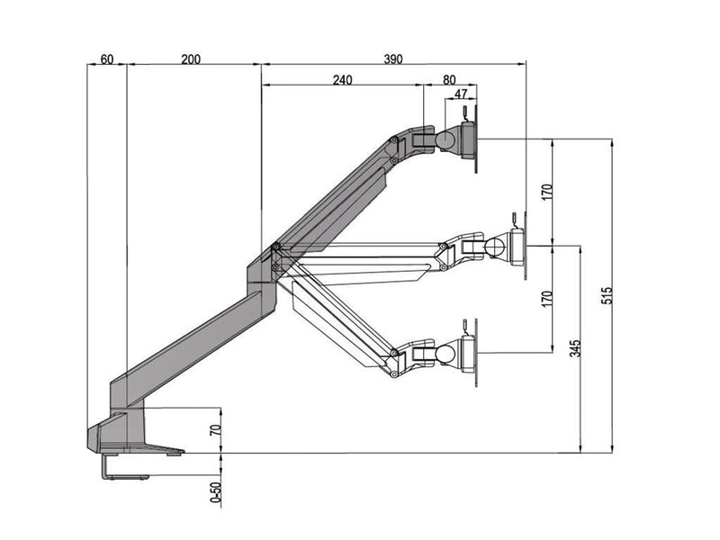 Multibrackets M VESA Gas Lift Arm Dual Side by Side White