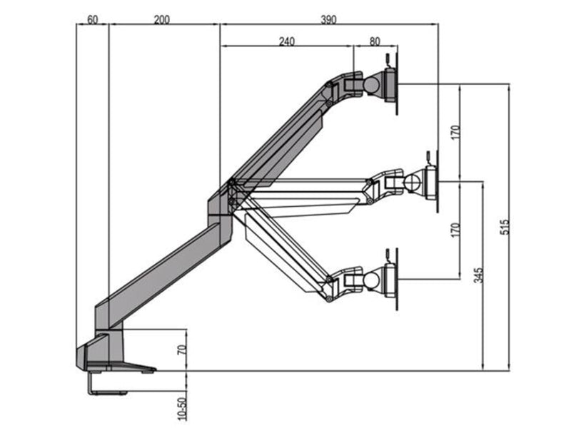 Multibrackets M VESA Gas Lift Arm Single White HD