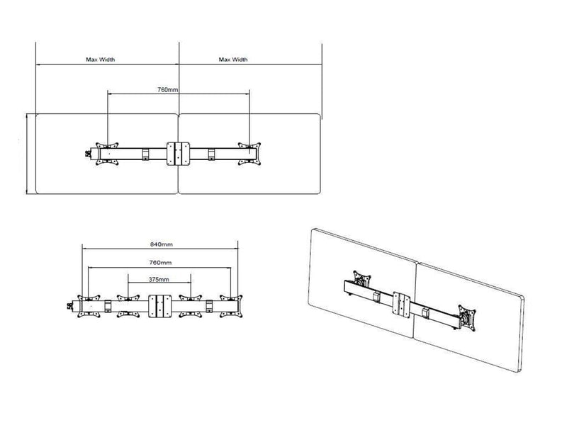 Multibrackets M VESA Gas Lift Arm Single White w. Duo Crossbar