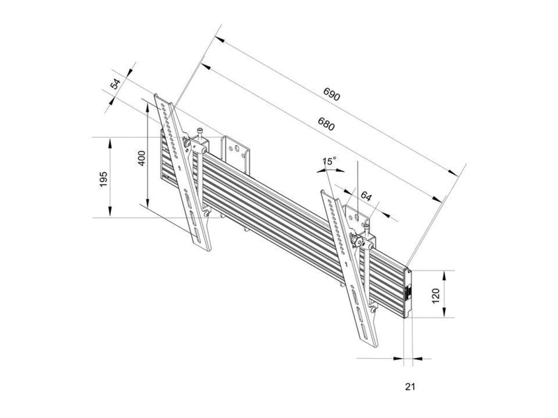 Multibrackets M Wallmount Pro MBW1U Tilt Black - Max 30 kg - recommended for 65"