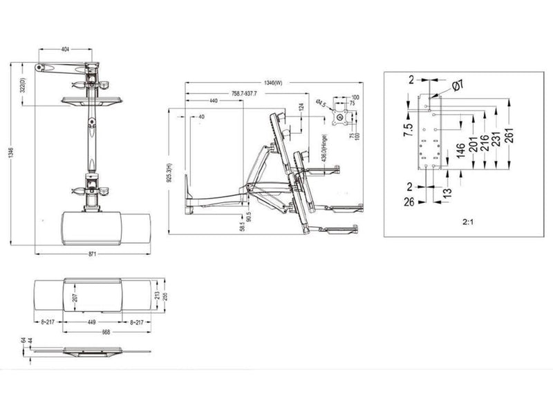 Multibrackets M Workstation Arm Single Extended