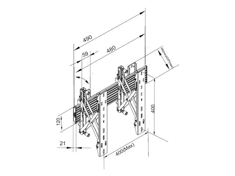Multibrackets MBW1x1U Push In Pop Out 48cm Black - Max 30 kg - recommended for 65"
