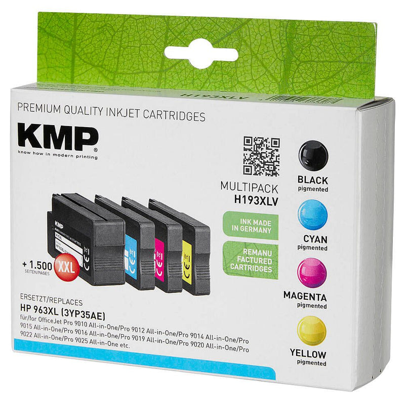 KMP Druckerpatronen H193XLV schwarz, cyan, magenta, gelb kompatibel zu HP 963XL (3YP35AE), 4er-Set