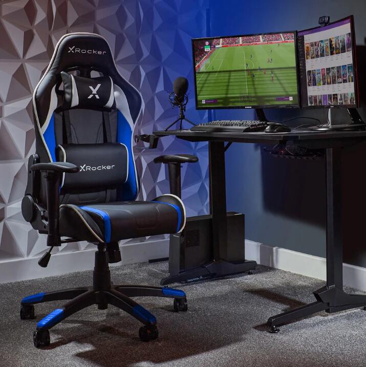 X Rocker Agility Compact eSports - Gaming-Bürodrehstuhl für Kinder & Teenager - blau/schwarz
