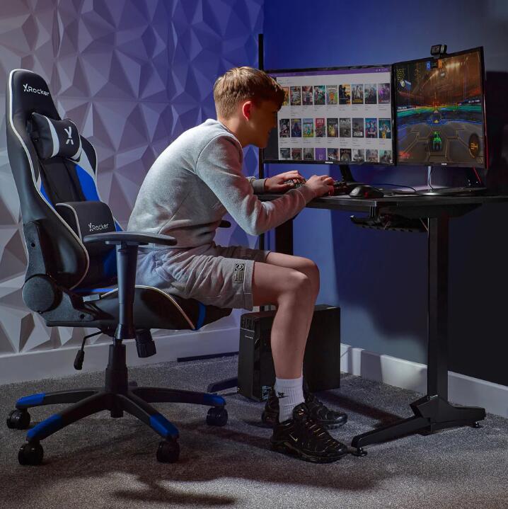 X Rocker Agility Compact eSports - Gaming-Bürodrehstuhl für Kinder & Teenager - blau/schwarz