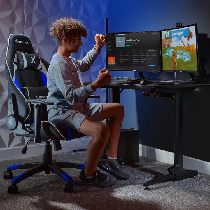 X Rocker Agility Compact eSports - Gaming-Bürodrehstuhl für Kinder & Teenager - blau/schwarz