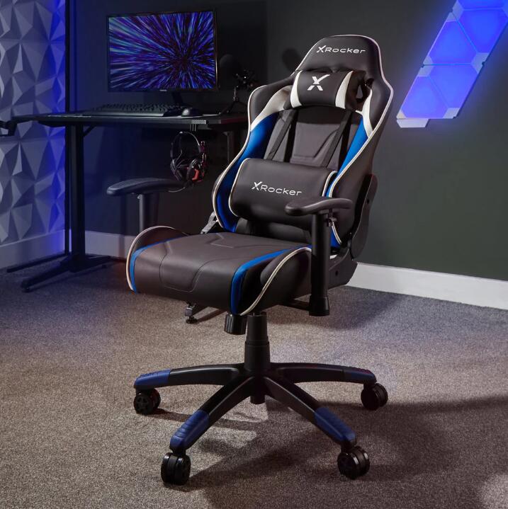 X Rocker Agility Compact eSports - Gaming-Bürodrehstuhl für Kinder & Teenager - blau/schwarz