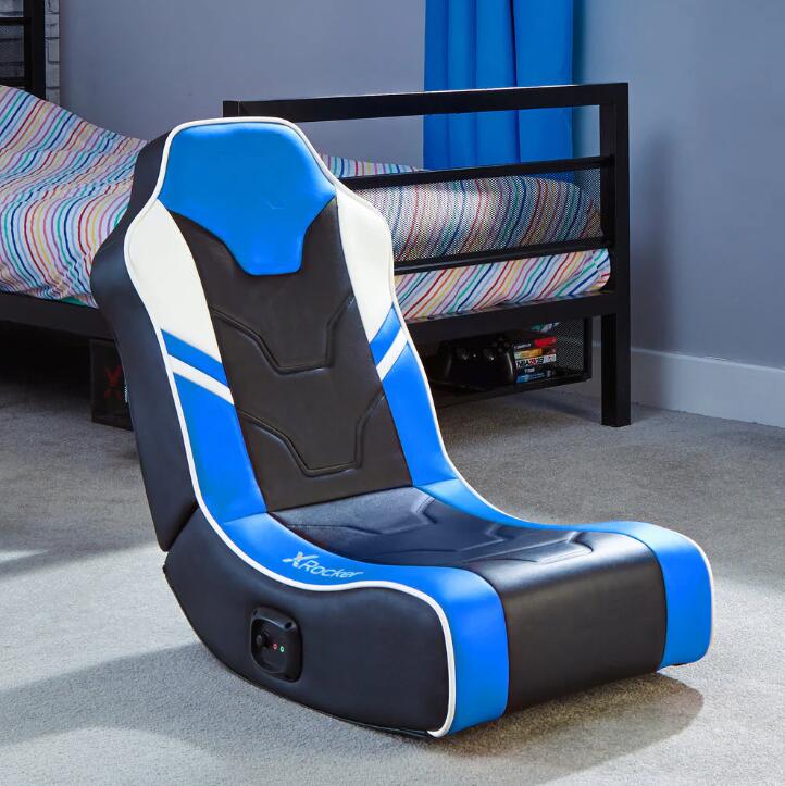 X Rocker Shadow 2.0 Floor Rocker Gaming-Bodensessel für Kinder & Jugendliche mit Audiosystem - schwarz/blau