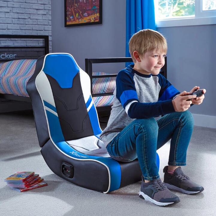 X Rocker Shadow 2.0 Floor Rocker Gaming-Bodensessel für Kinder & Jugendliche mit Audiosystem - schwarz/blau
