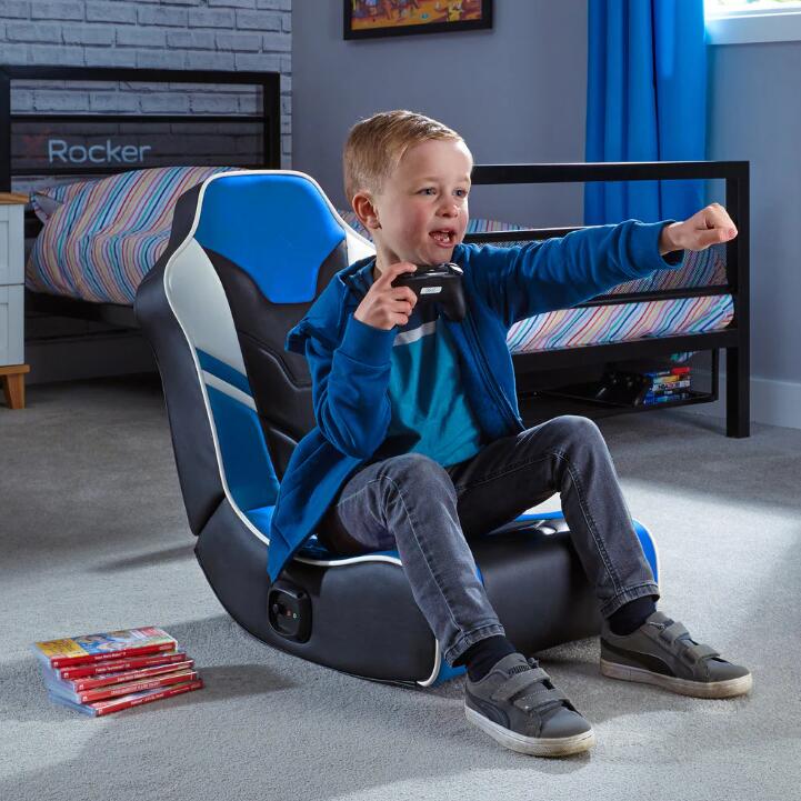 X Rocker Shadow 2.0 Floor Rocker Gaming-Bodensessel für Kinder & Jugendliche mit Audiosystem - schwarz/blau