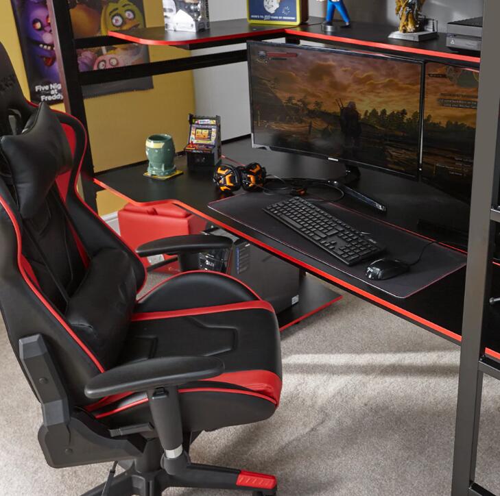 X Rocker Battlebunk Gaming Hochbett mit XL-Schreibtisch für Kinder & Jugendliche - schwarz/rot