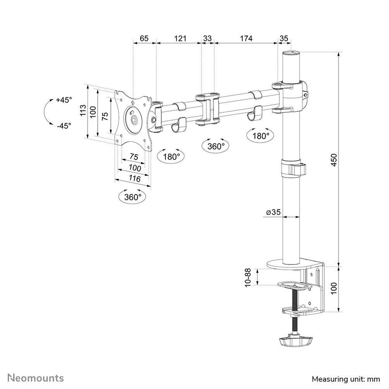 Neomounts NM-D135SILVER Monitor Tischhalterung