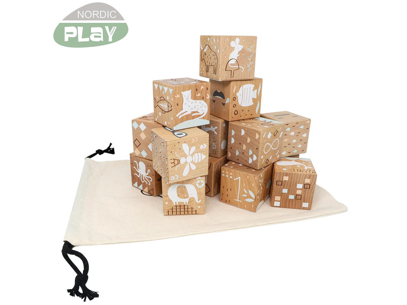 NORDIC PLAY Nature Wooden blocks in beech 16 pcs. Nature