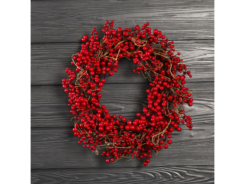 NORDIC WINTER Artificial wreath Ø60 cm w/red berries