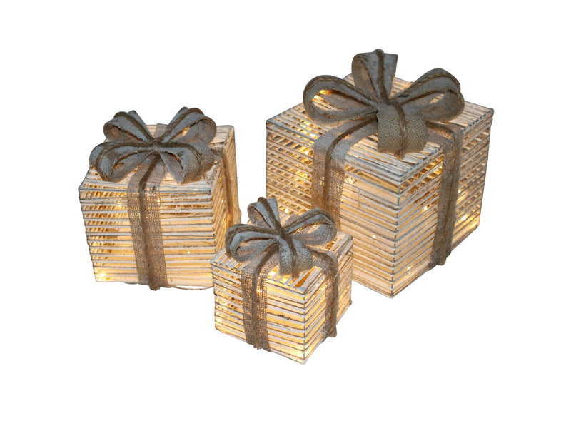 NORDIC WINTER Christmas gifts w/lights - set of 3 pcs - nature