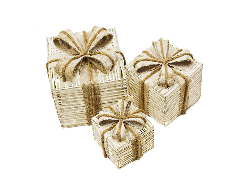 NORDIC WINTER Christmas gifts w/lights - set of 3 pcs - nature