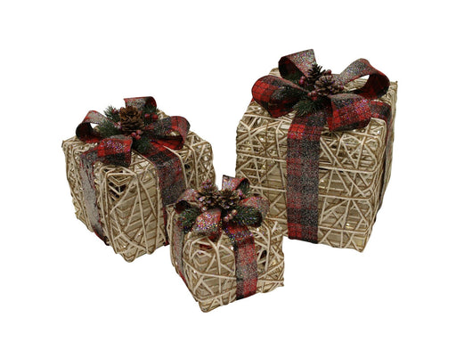 NORDIC WINTER Christmas gifts w/lights - set of 3 pcs - red