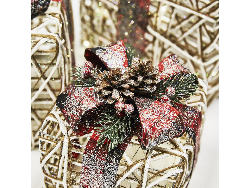 NORDIC WINTER Christmas gifts w/lights - set of 3 pcs - red