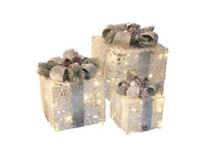 NORDIC WINTER Christmas gifts w/lights - set of 3 pcs - white