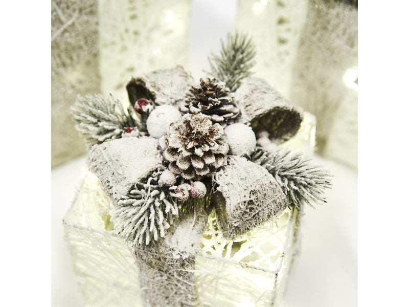 NORDIC WINTER Christmas gifts w/lights - set of 3 pcs - white
