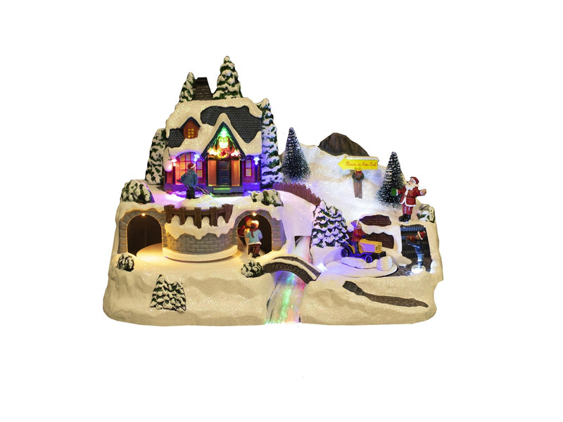 NORDIC WINTER Christmas town "River Town" w/lights & music