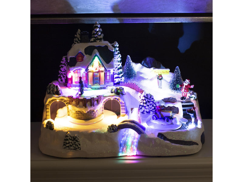 NORDIC WINTER Christmas town "River Town" w/lights & music