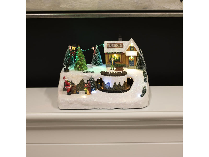 NORDIC WINTER Christmas town "Treehouse Town" w/lights & music