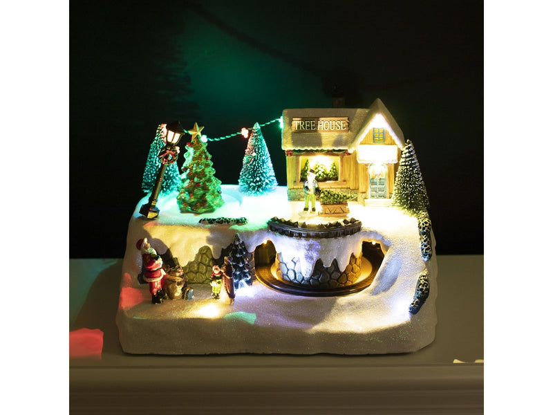 NORDIC WINTER Christmas town "Treehouse Town" w/lights & music