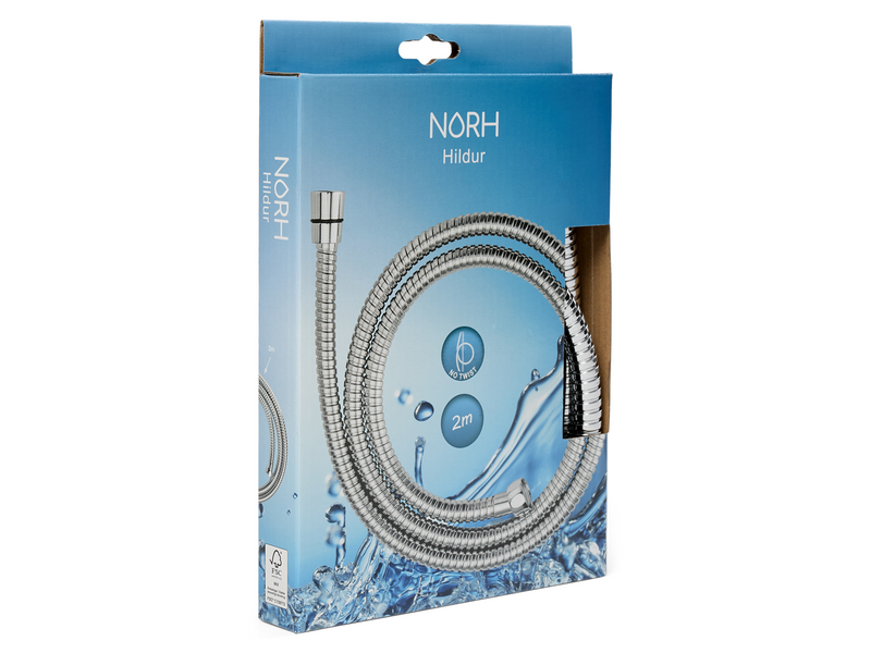 NORH Hildur shower hose 2 meters steel chrome
