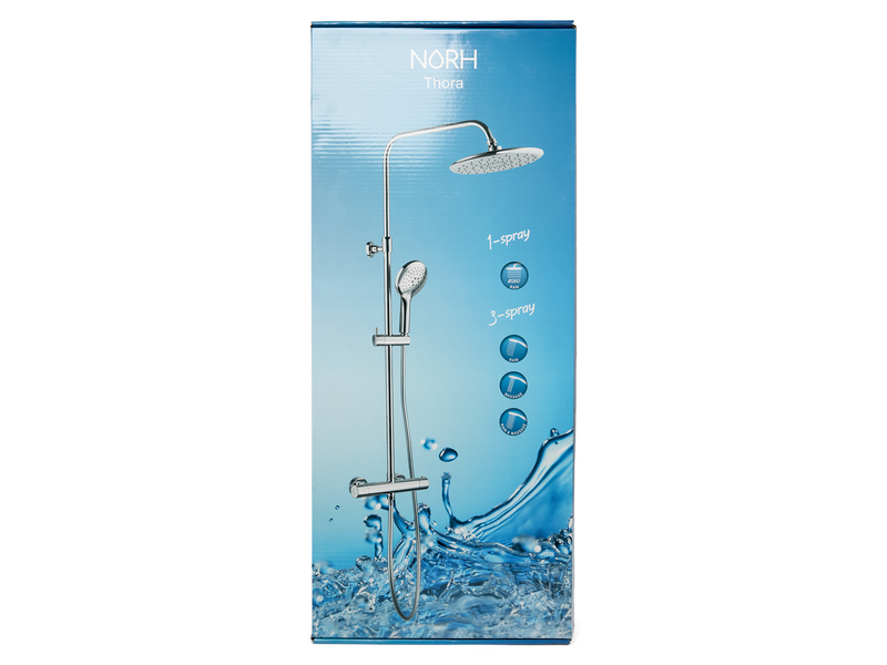 NORH Thora overhead shower set 1 & 3 sprays chrome