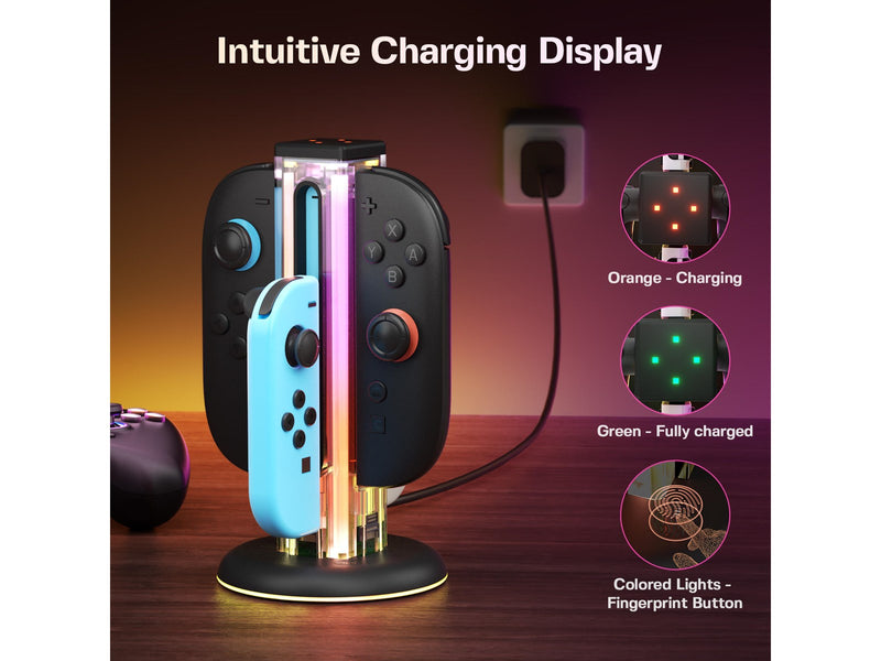 NYXI Zeus Nintendo Switch 1 & 2 Charging station - Wired Controller Ladekabel
