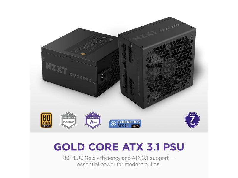 NZXT C750 Core Netzteile - 750 Watt - 135 mm - ATX 3.1 - 80 Plus Gold zertifiziert