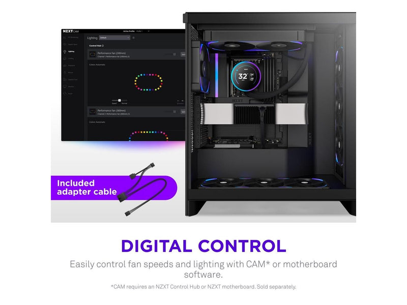 NZXT F140X - Gehäuselüfter - 140mm - Schwarz mit RGB LED - 41 dBA