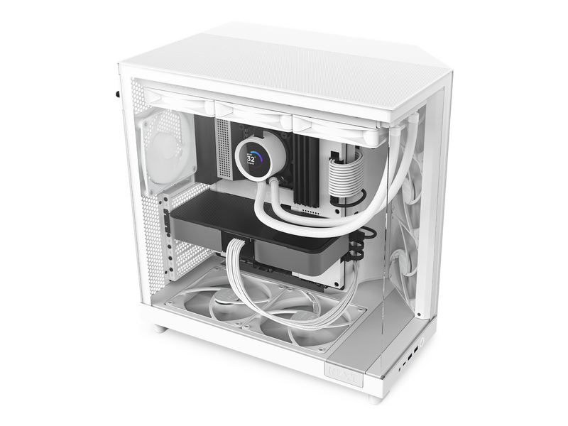 NZXT H6 Flow Compact Dual Chamber - Matte White - Gehäuse - Miditower - Weiß