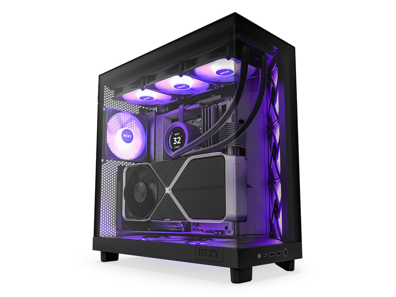 NZXT H6 Flow Compact Dual Chamber with RGB - Matte Black - Gehäuse - Miditower - Schwarz