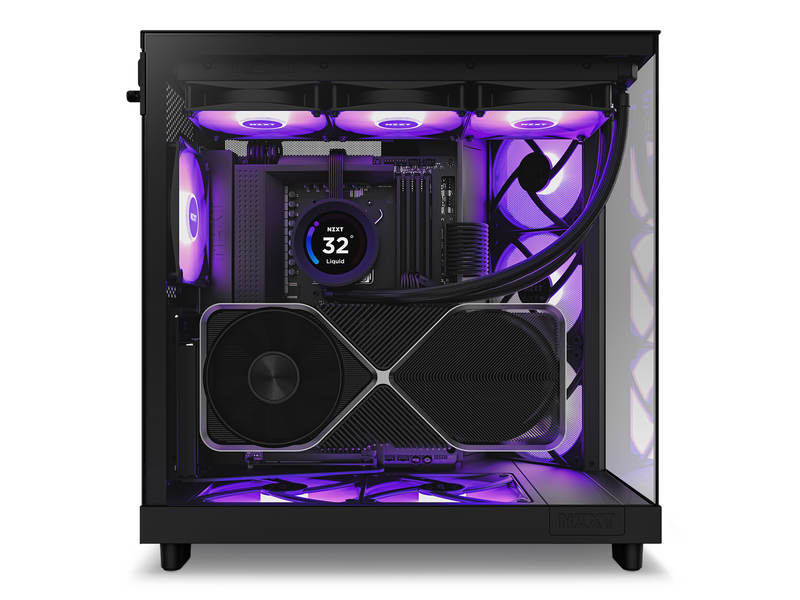 NZXT H6 Flow Compact Dual Chamber with RGB - Matte Black - Gehäuse - Miditower - Schwarz