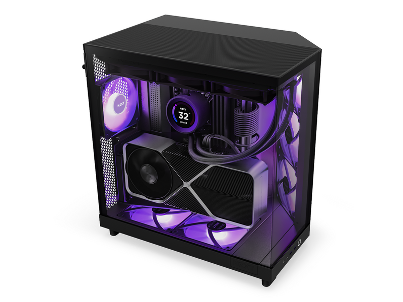NZXT H6 Flow Compact Dual Chamber with RGB - Matte Black - Gehäuse - Miditower - Schwarz