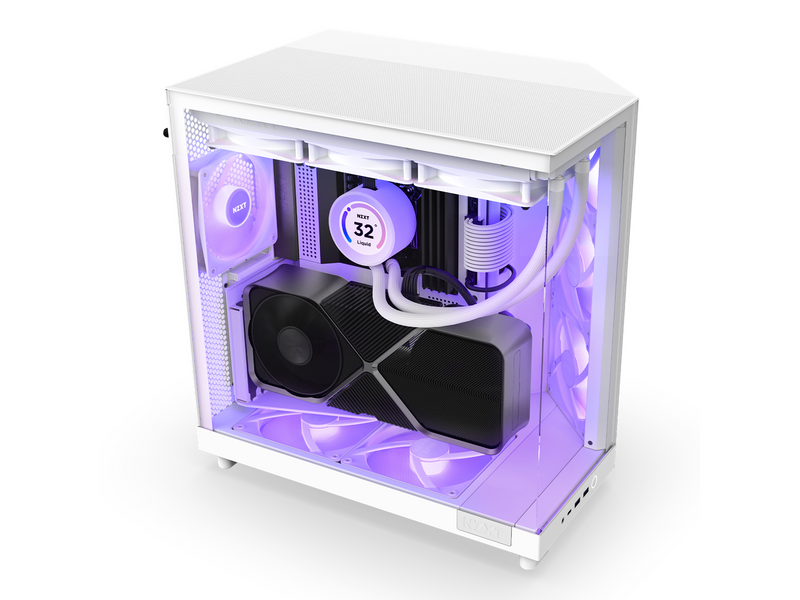 NZXT H6 Flow Compact Dual Chamber with RGB - Matte White - Gehäuse - Miditower - Weiß