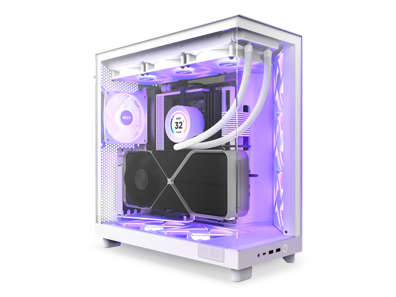 NZXT H6 Flow Compact Dual Chamber with RGB - Matte White - Gehäuse - Miditower - Weiß
