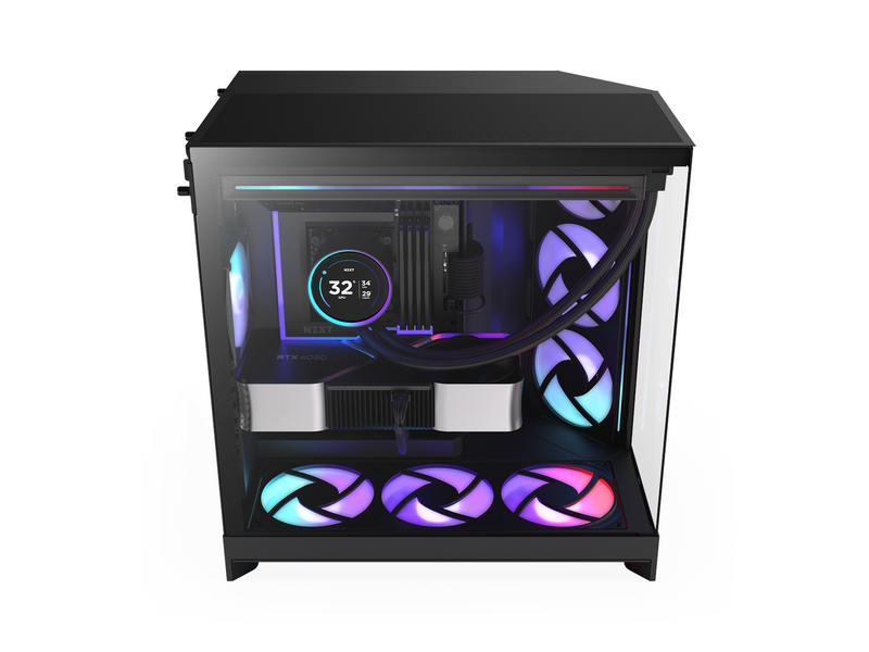 NZXT H9 Flow RGB+ (2025) - All Black - Controller incl - Gehäuse - Miditower - Schwarz
