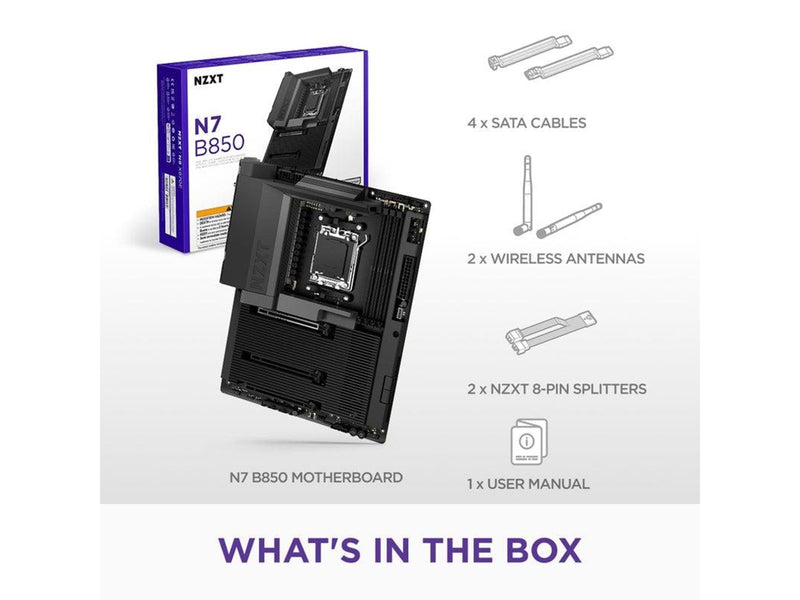 NZXT N7 B850 Mainboard - AMD B850 - AMD AM5 - DDR5 RAM - ATX