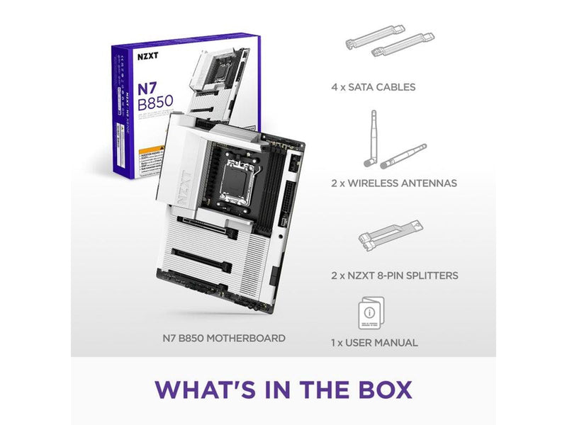 NZXT N7 B850 Mainboard - AMD B850 - AMD AM5 - DDR5 RAM - ATX