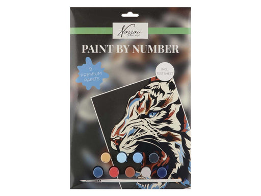 Nassau Paint by Number Tiger - incl. 9 Paint Pots and Brush