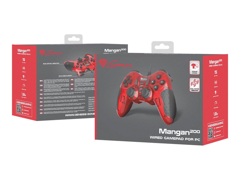 Natec Genesis Mangan 200 - Red - Wired Controller - PC